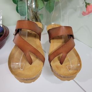 Yokono Madrid Spain Leather & Cork orthotic sandals.